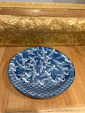vintage Takahashi San Francisco porcelain plate Thousand Cranes + Waves pattern